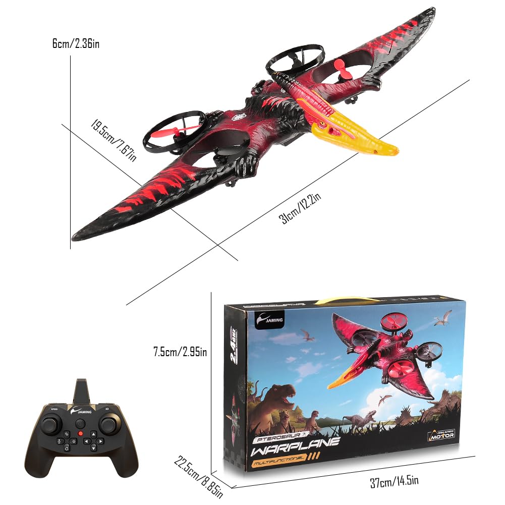 jaming Pterodactyl Drone Dragon Toys Rc Airplane for Kids and Adults Easy to Flying Dinosaur Toys Remote Controlled Aircraft for Beginners Hobby RC Plane Toys Birthday Gifts for Boys 8-12