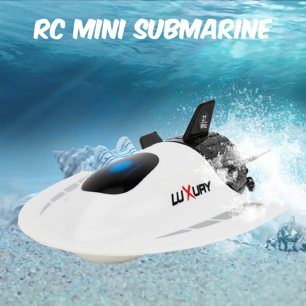GoolRC Mini RC Submarine Boat, Remote Control Waterproof Diving Toy (White)