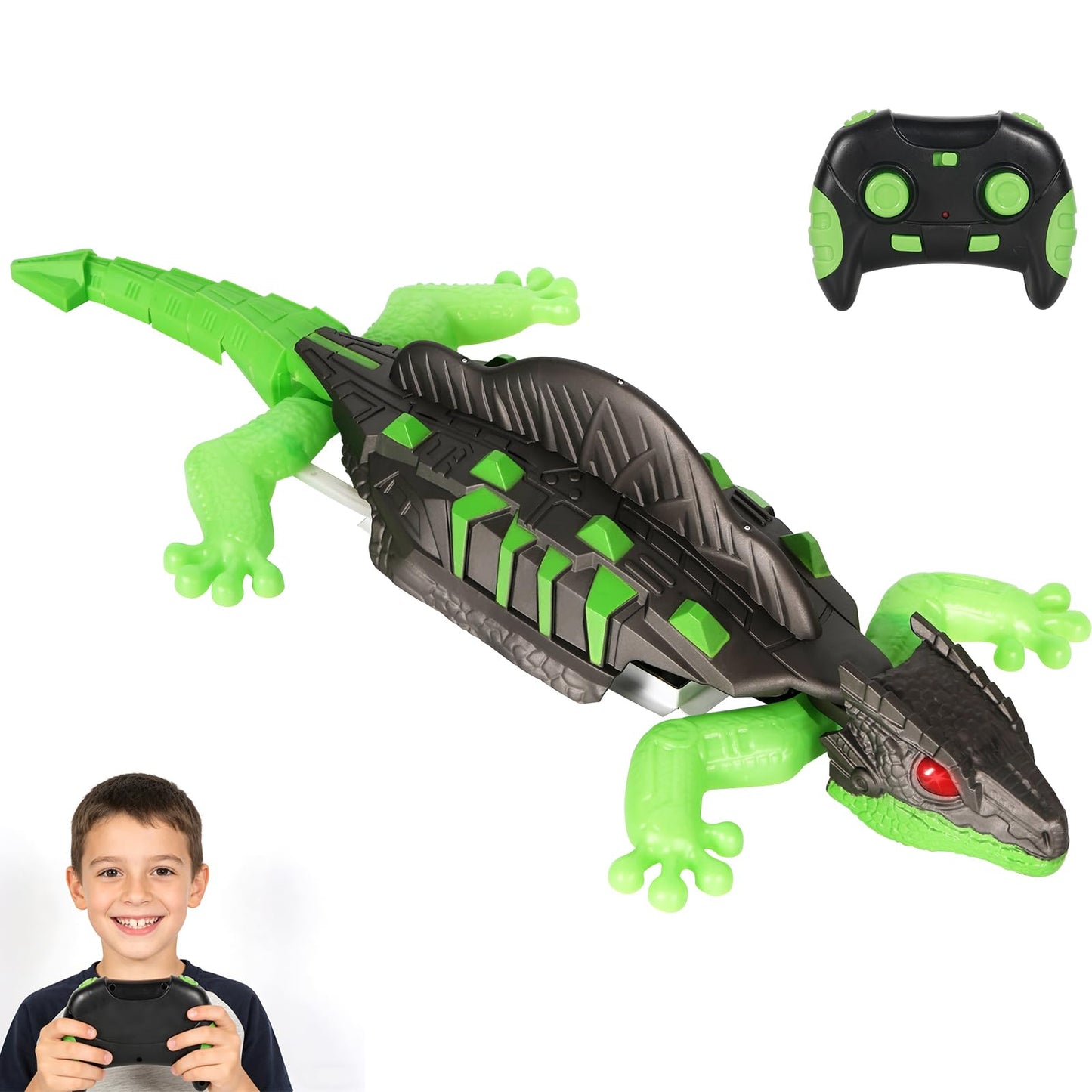 Chendssfkd RC Wall Crawler Gecko, Wall Climbing Lizard with Led Glowing Eyes, Wall Climbing Funny Prank Toys Easter Basket Stuffers Birthday Gifts for Boys Girls