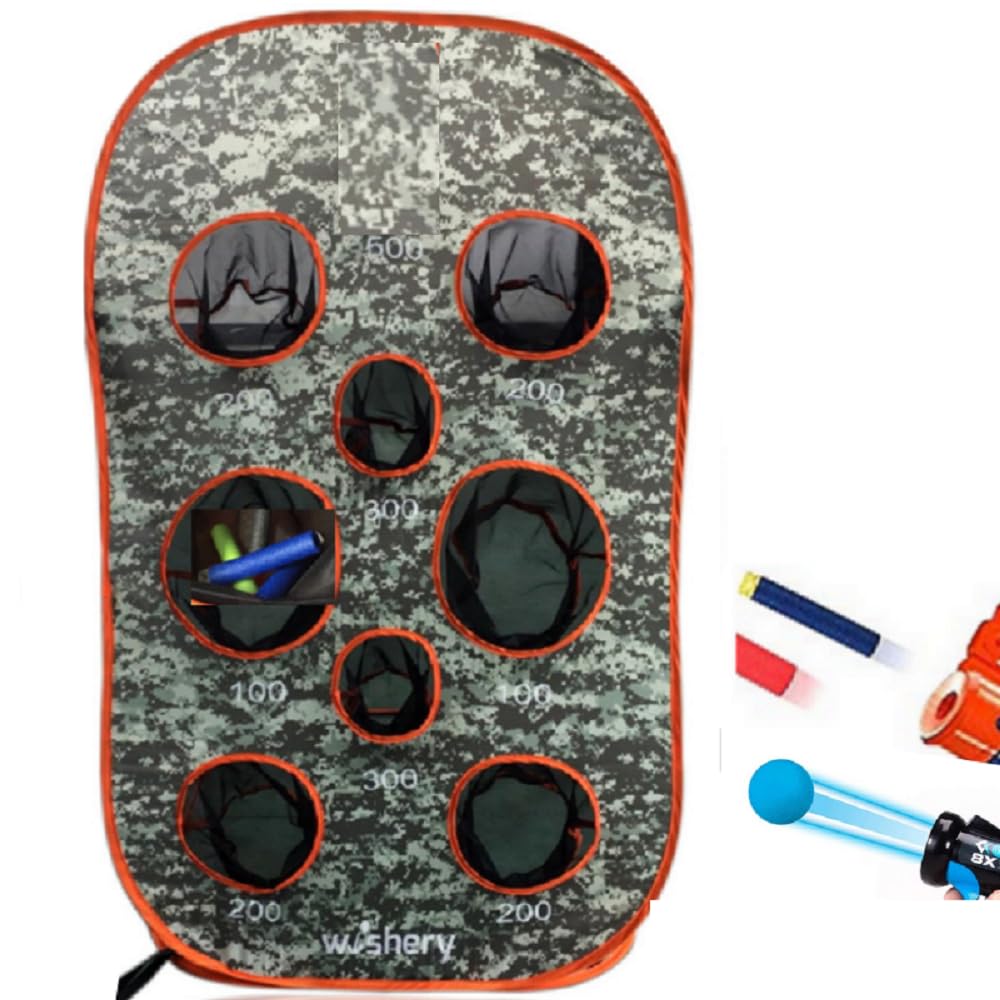 wishery Kids Large Target. Shooting Practice Toy with Storage Net for Boys. Perfect for Indoor & Outdoor Nerf Party, Nerf War or Birthday Gift