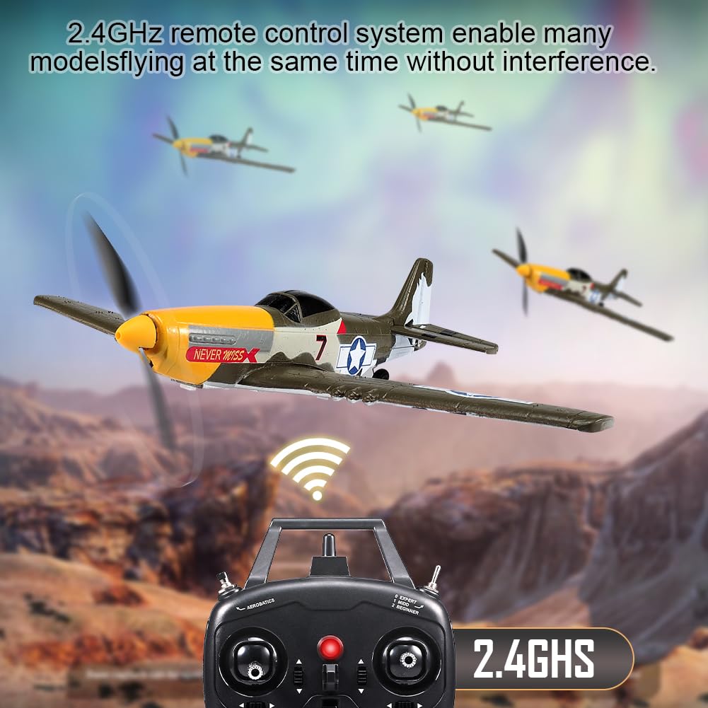 RoofWorld RC Plane 4 Channel Remote Control Airplane Ready to Fly P51D Mustang RC Airplane Easy Control for Beginners Adults