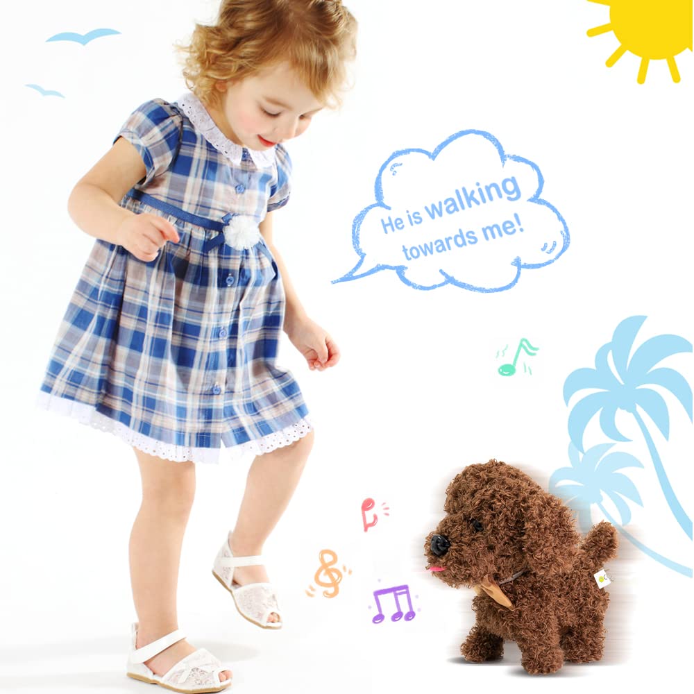 WEofferwhatYOUwant Labradoodle Robot Dog – Interactive Plush Puppy Toy That Walks and Barks – Goldendoodle Stuffed Animal with Sounds – Cuddly Educational Gift for Toddlers 18+ Months