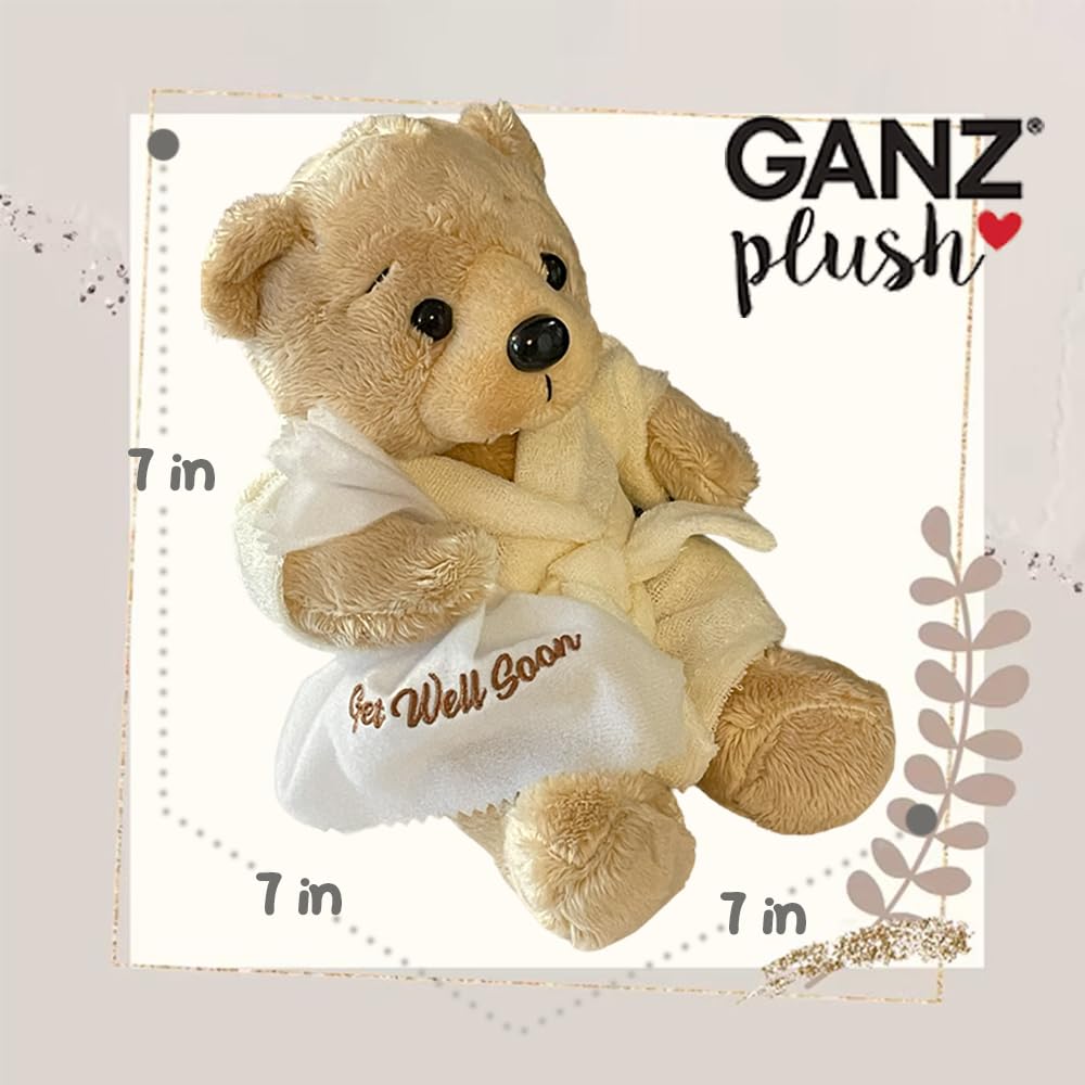 Ganz Get Well Soon Teddy Bear | Feel Better Gifts for Women, Men, Kids, Boys & Girls | Plush Bear for Recovery, Hospital Stay, Surgery Get Well Gift | Cream Robe