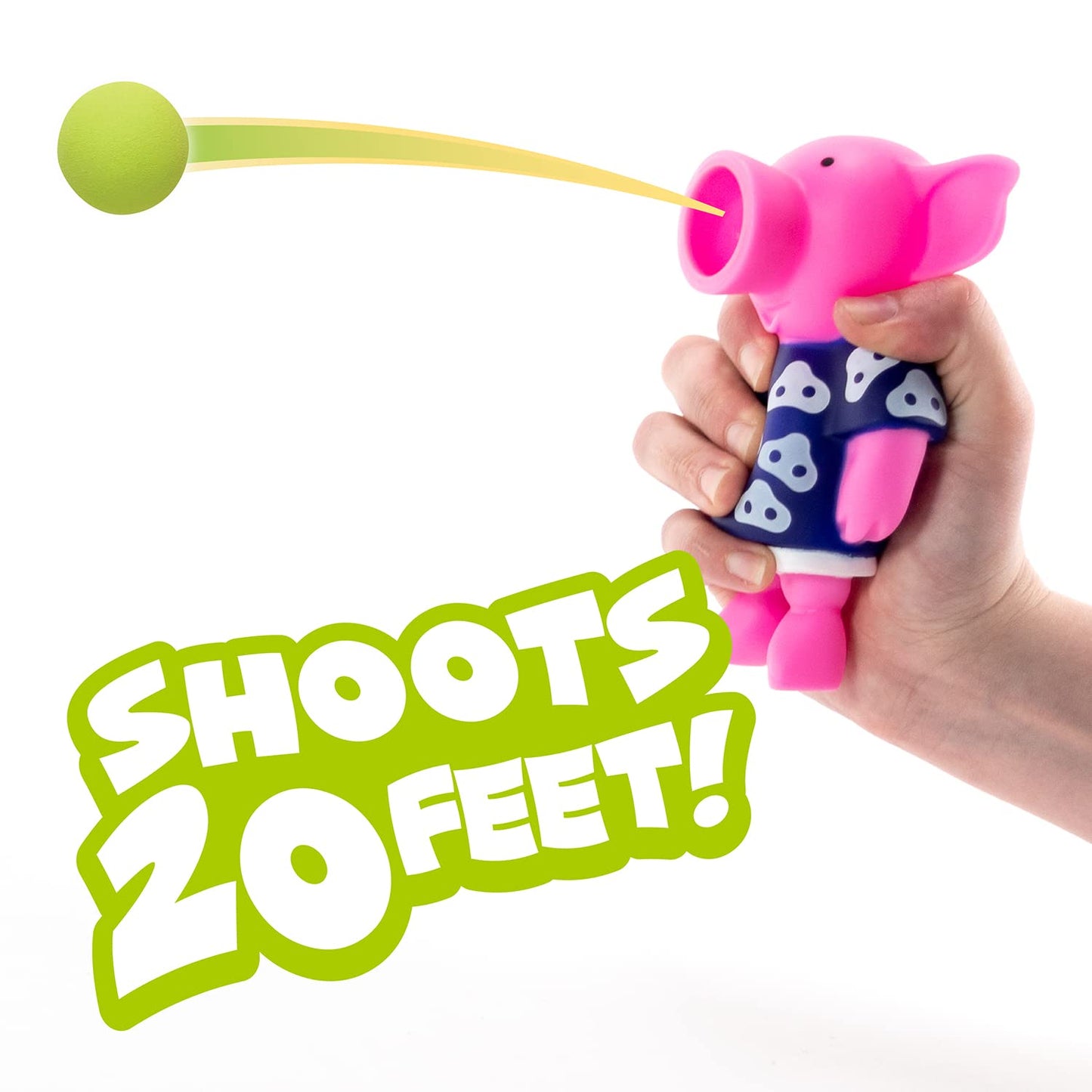 Hog Wild Pig Ball Popper Toy - Includes 4 Soft Foam Balls - Squeeze to Pop Air Powered Balls Up to 20 Feet - Launcher Safe for Indoor/Outdoor Play - Party Favor Gift for Kids, Girls, Boys Ages 5+