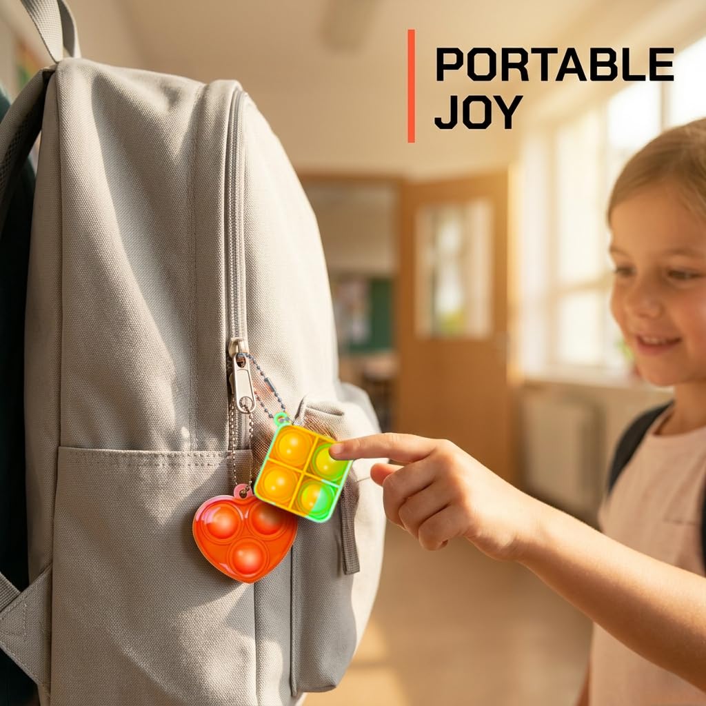 Pop Fidget Keychain 180 Pack,Mini Fidget Toys Bulk, Party Favors for Kids 4-8,8-12 Small Classroom Prizes It Back to School Student Gifts for Students Goodie Bag Stuffers