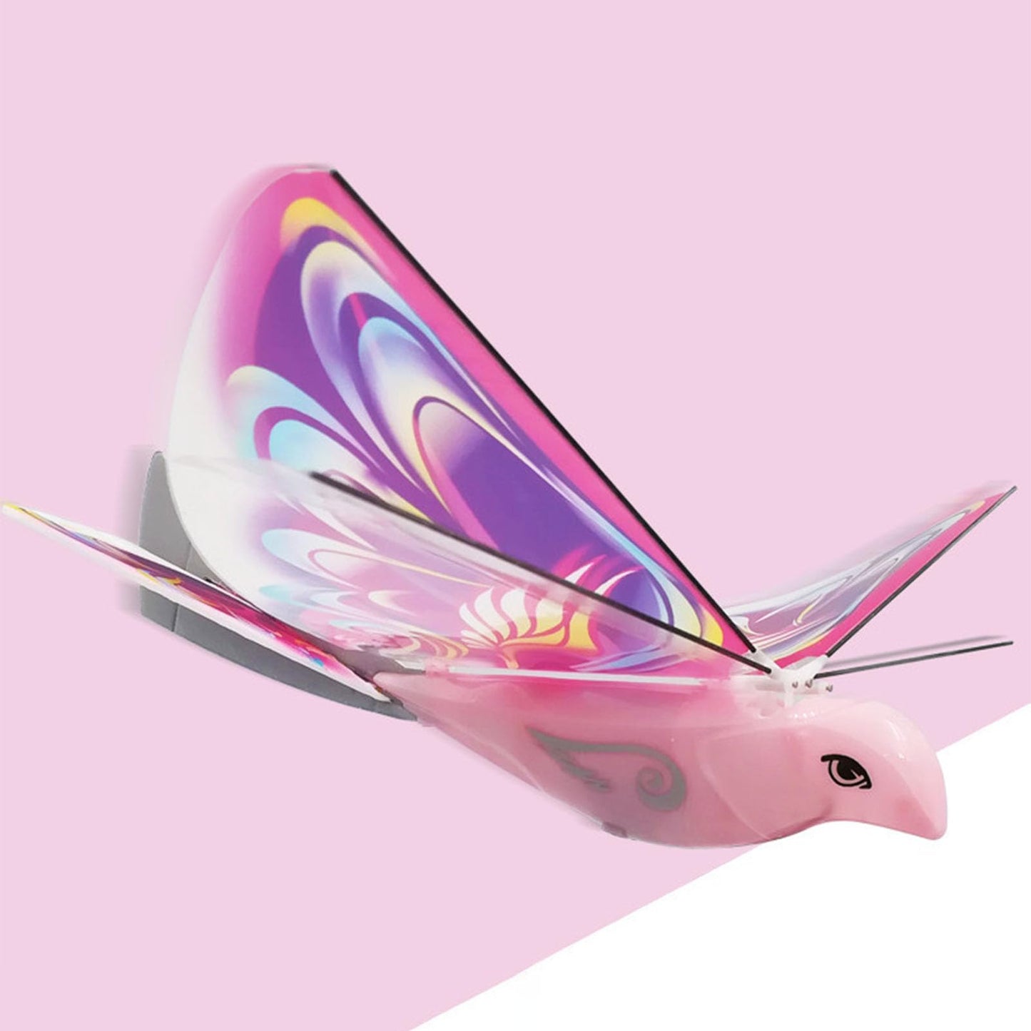 Flying RC Bird Toy 2.4GHz USB Charging LED Flapping Bird for Indoor Outdor (Pinkish)