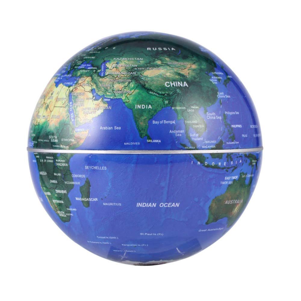 Magnetic Levitation Floating World Map with Constellations LED Light Globe 2 in 1 Anti Gravity Suspending in The Air Decoration Gadget (Blue 6 inch)