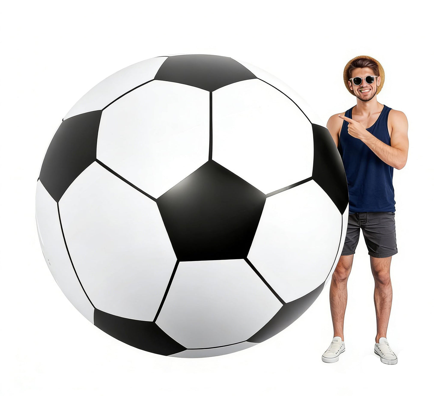 Giant 5 ft Inflatable Soccer Ball with Rapid Valve - Massive PVC Football for Beach, Backyard, Party Games & Parades - Adult & Teen Outdoor Sports Toy (5 FT)