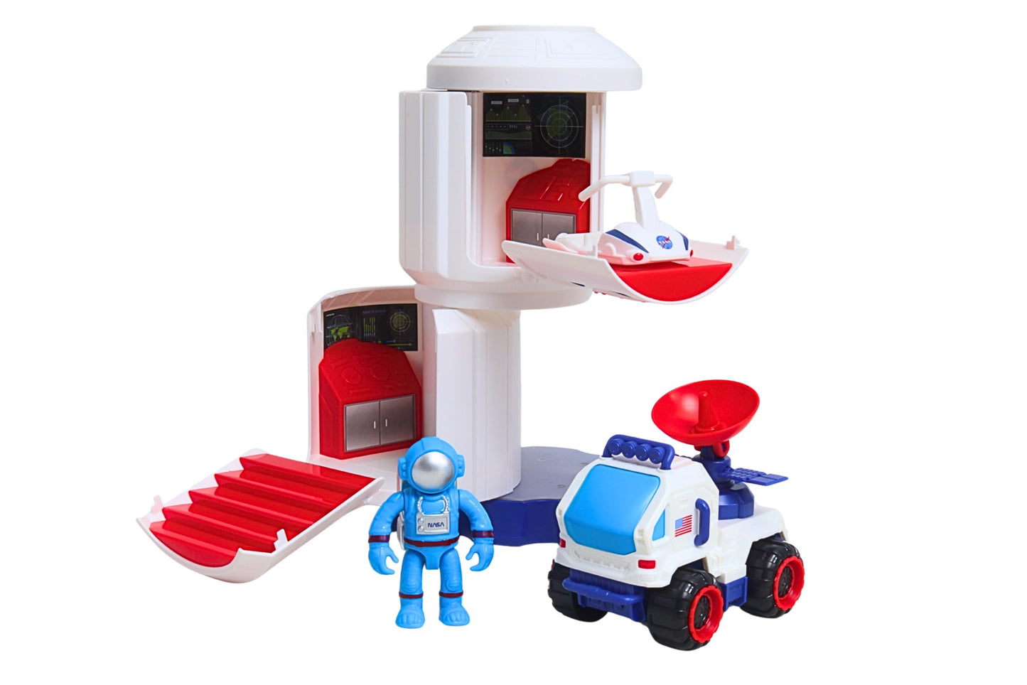 Space Adventure Space Station Playset – NASA Licensed Light & Sound Space Base with Capsule, Rover, Hover Scooter & Astronaut Figure, Plastic Space Toy & Collectible for Kids Ages 3+