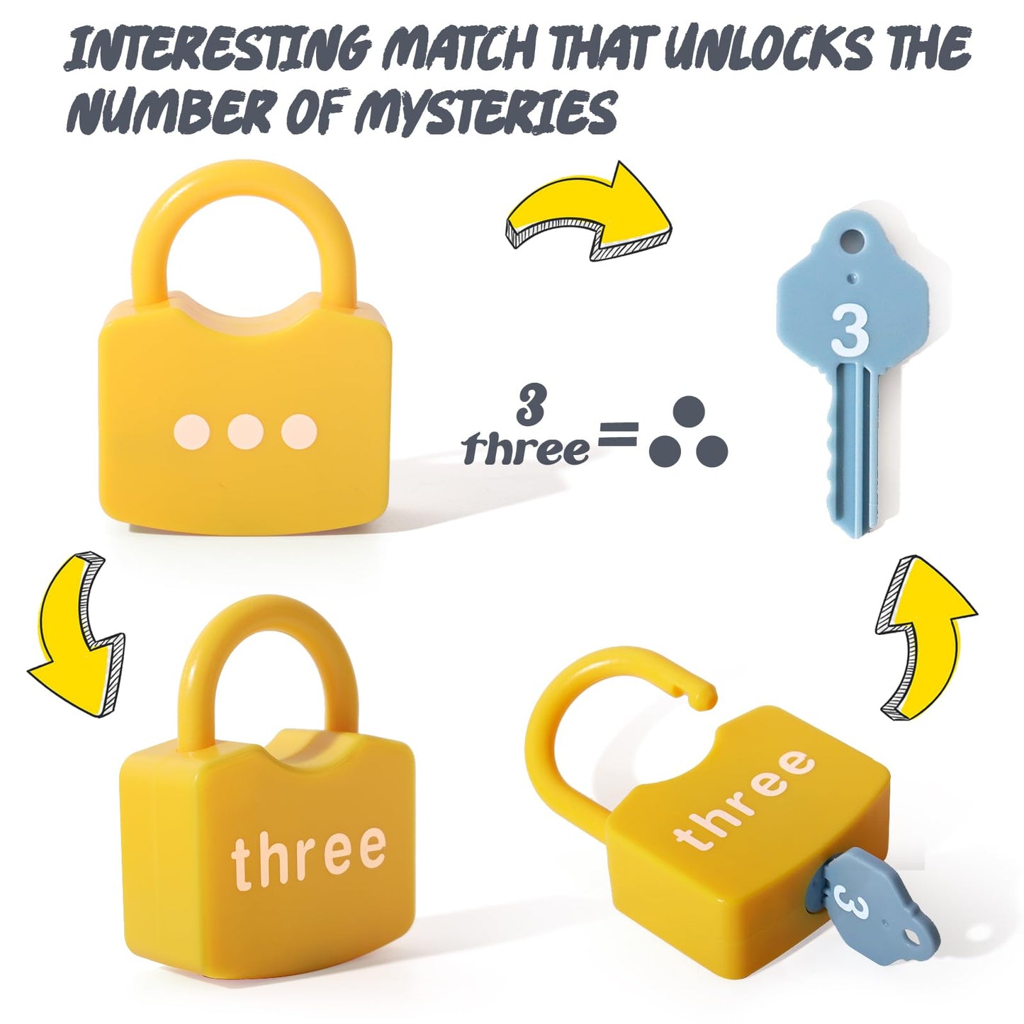Dinhon Kids Learning Locks with Keys Numbers Matching & Counting Montessori Educational Toys for Ages 3 4 5 Boys and Girls Preschool Games Gifts