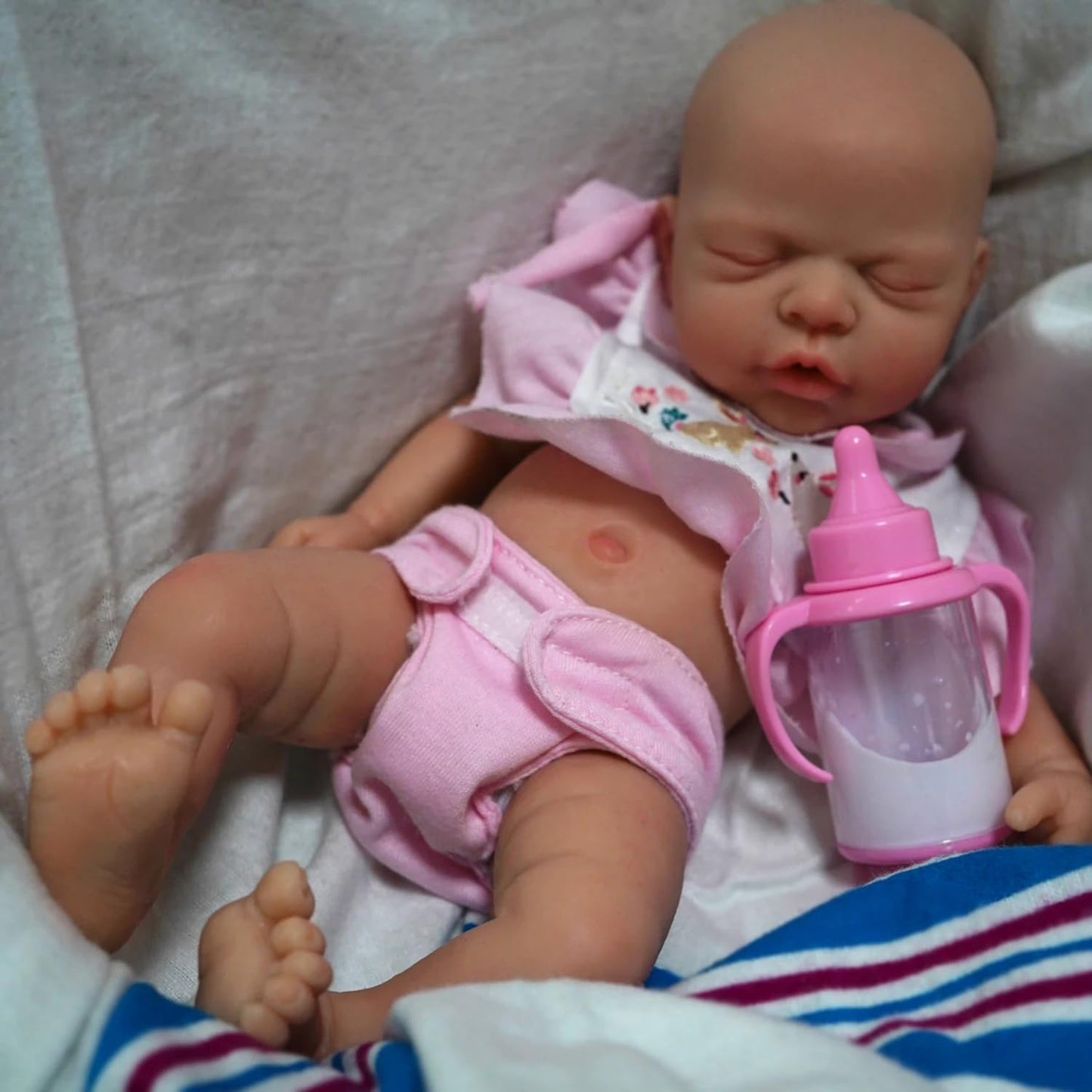 MYREBABY 12" Lifelike Reborn Baby Dolls, Full Silicone Reborn Baby, Realistic Newborn Baby Doll Sleeping Girl Real Life Baby Dolls with Clothes Set & Feeding Accessories