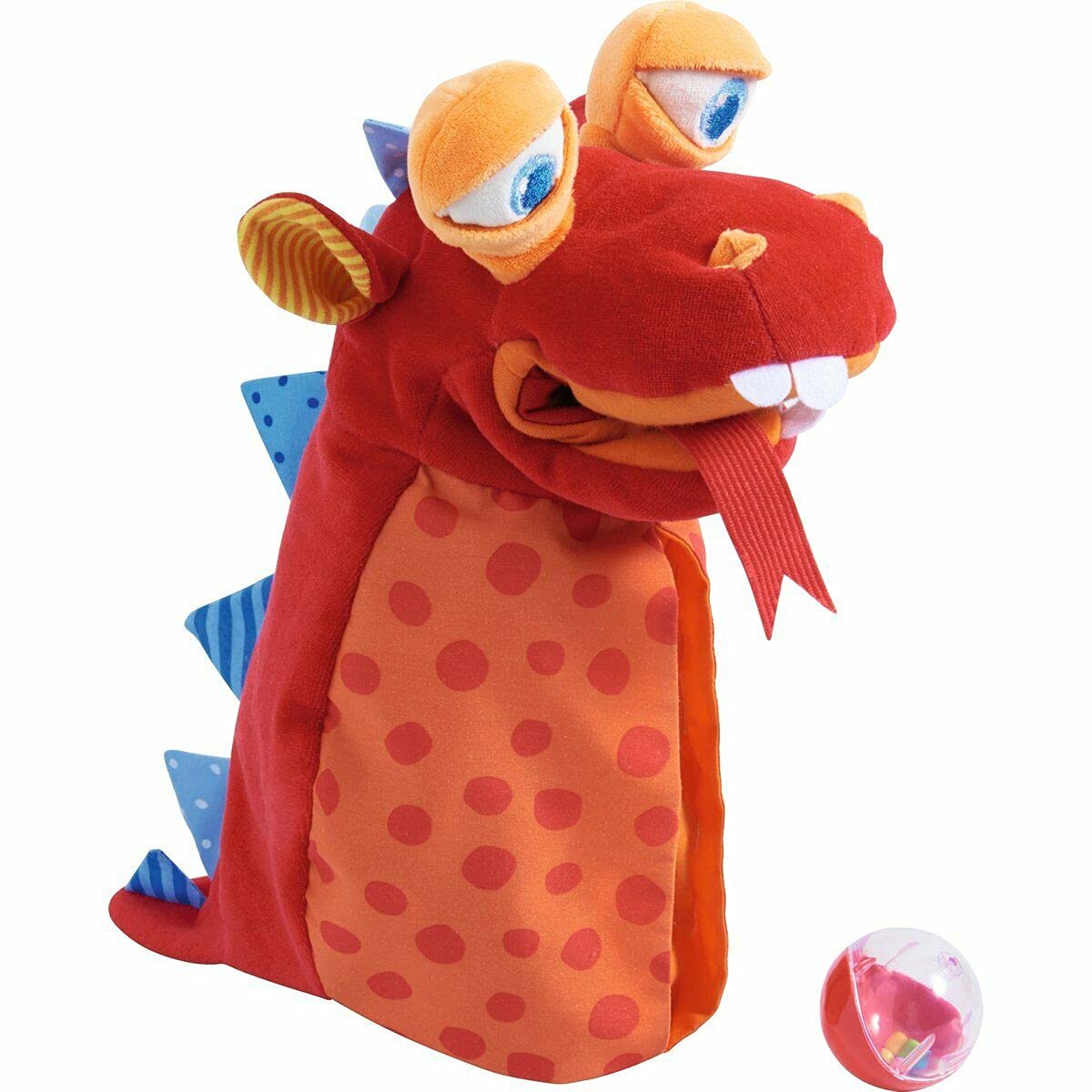 HABA Glove Puppet Eat it Up Dragon - Hand Puppet that Eats Small Objects, Perfect Toddler Toys for Ages 18 Months+, Sensory Hand Puppets, Preschool Toys