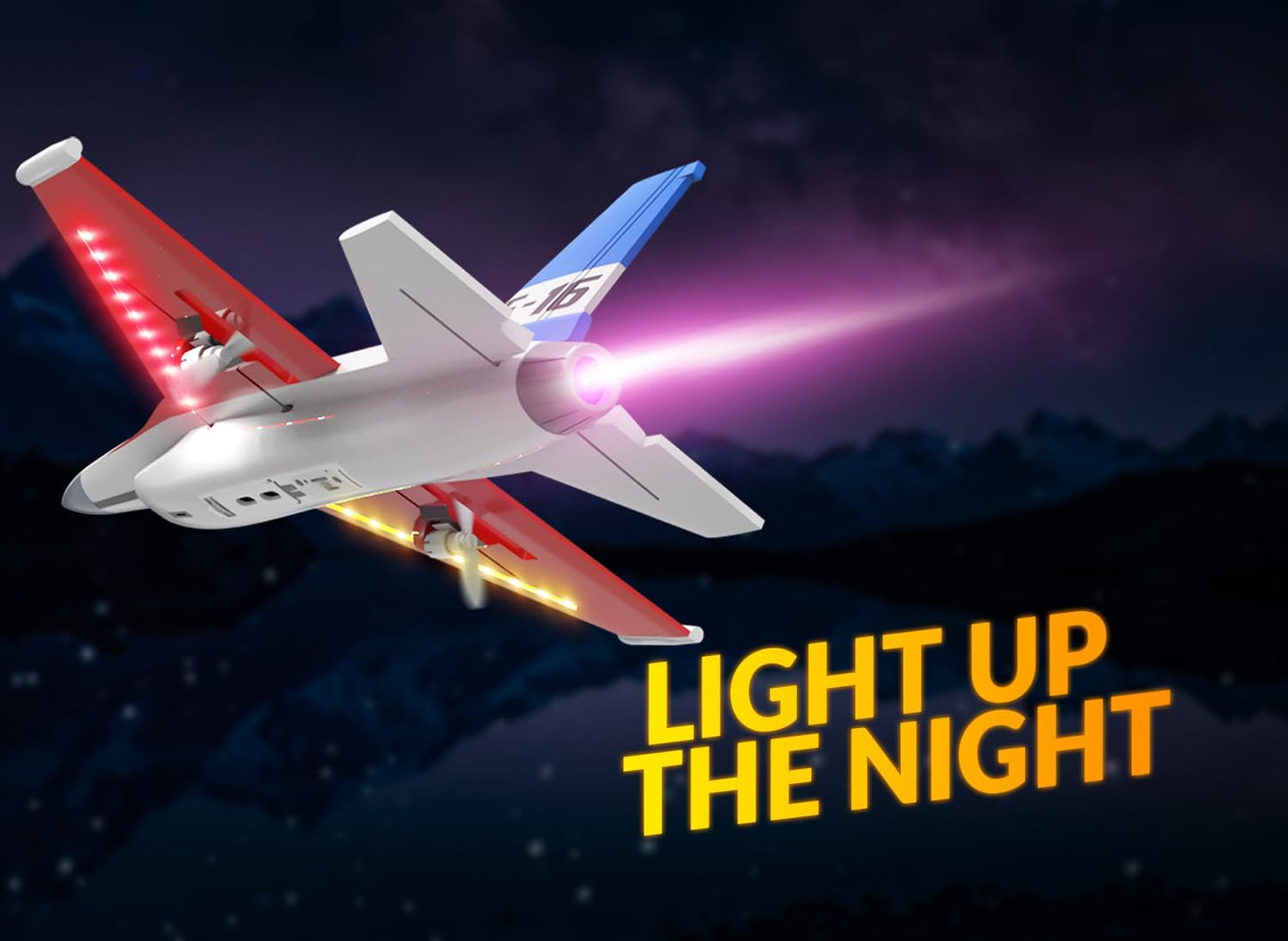 volantexrc RC Plane F-16 Fighting Falcon - 2.4Ghz 2CH Remote Control Airplane Jet Fighter Ready to Fly with Cool Lights, for Beginners,Adults (762-4)