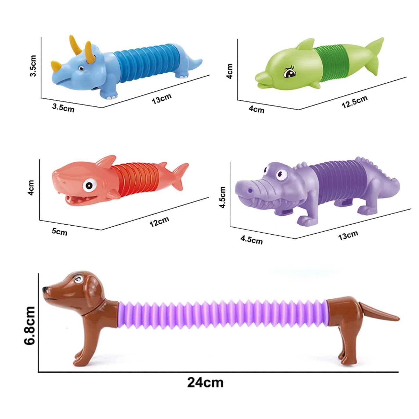 Kryfa Telescopic Pop Tube Giraffe Toys, Road Trip Activities for Kids, Airplane Toys for Toddlers 3-5, Toddler Car Activities (18 PCS)