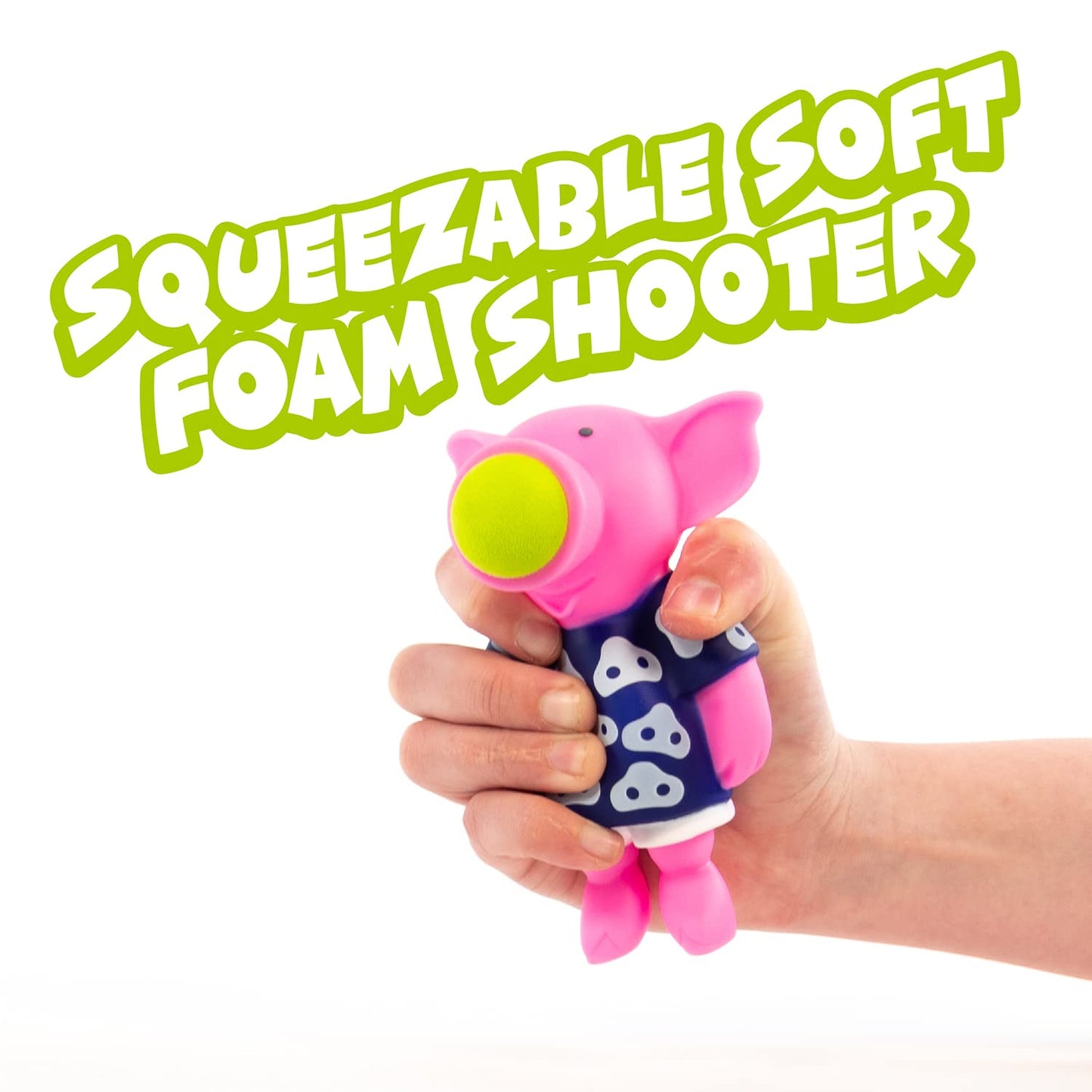 Hog Wild Pig Ball Popper Toy - Includes 4 Soft Foam Balls - Squeeze to Pop Air Powered Balls Up to 20 Feet - Launcher Safe for Indoor/Outdoor Play - Party Favor Gift for Kids, Girls, Boys Ages 5+