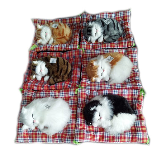 Tounlinx Simulation Lovely Cat Make Sounds Doll Cute Sleeping Plush Cats on Mat Stuffed Decorations Great Gift, Type 5
