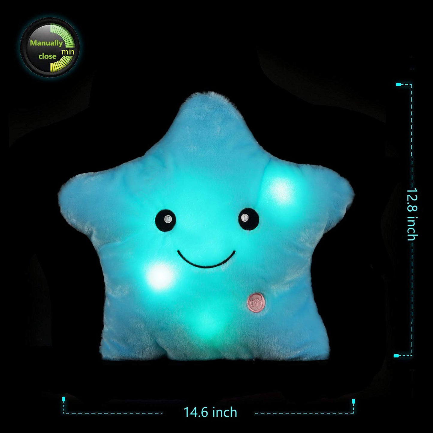 sofipal LED Twinkle Star Shaped Plush Pillow, Creative Night Light Glowing Cushions Plush Stuffed Toys Gifts for Kids, Decoration (Blue)