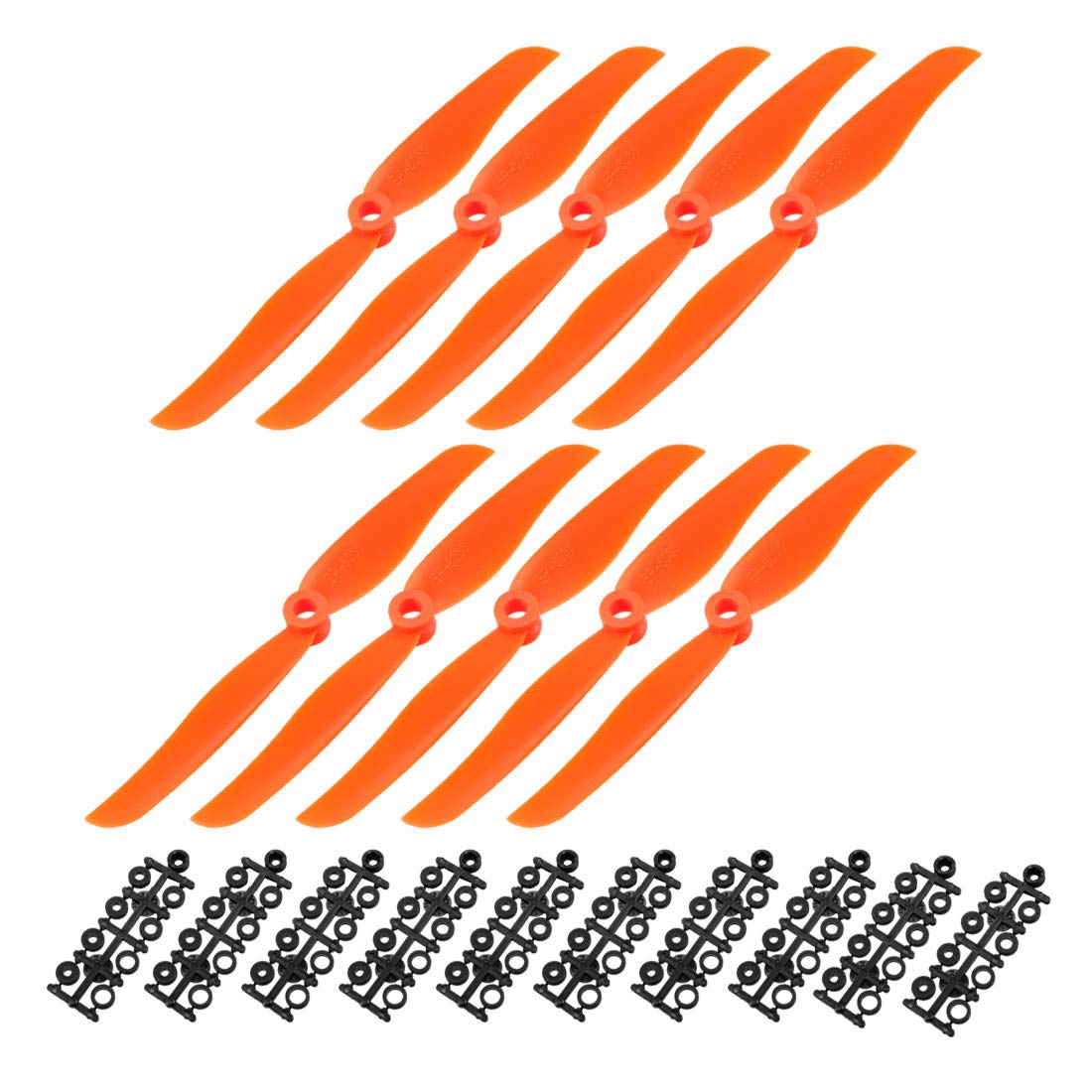 uxcell RC Propellers CW 6035 6x3.5 Inch 2-Vane Fixed-Wing for Airplane Toy, Nylon Orange 10pcs with Adapter Rings