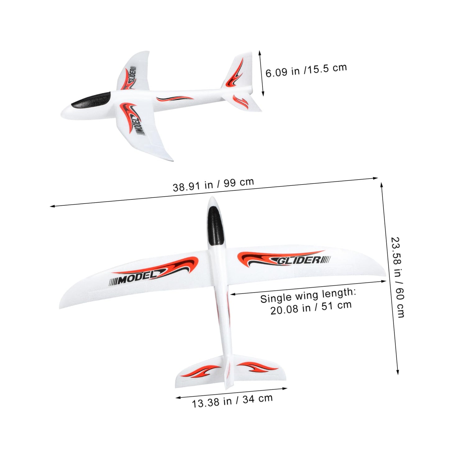 PATKAW Foam Glider Airplane – 38.9 Inch Large Throwing Glider with 2 Flight Modes, Lightweight Outdoor Flying Toy for Kids, Throwing Flying Toy for Outdoor Play for Boys & Girls Ages 4-10