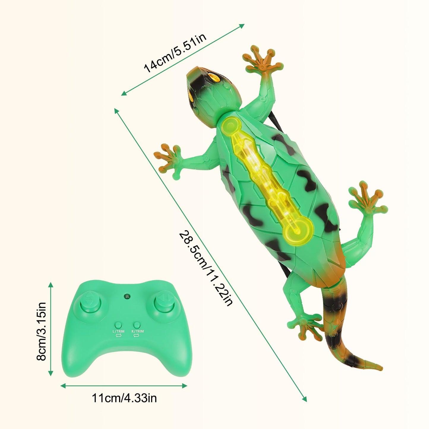 Qxbuhe ﻿360° Rotating RC Wall Crawler Gecko, Rechargeable Remote Control Robot Kids Toys, Wall Climbing Funny Prank Toys Birthday Gifts for Boys & Girls Ages 3+ (Green)