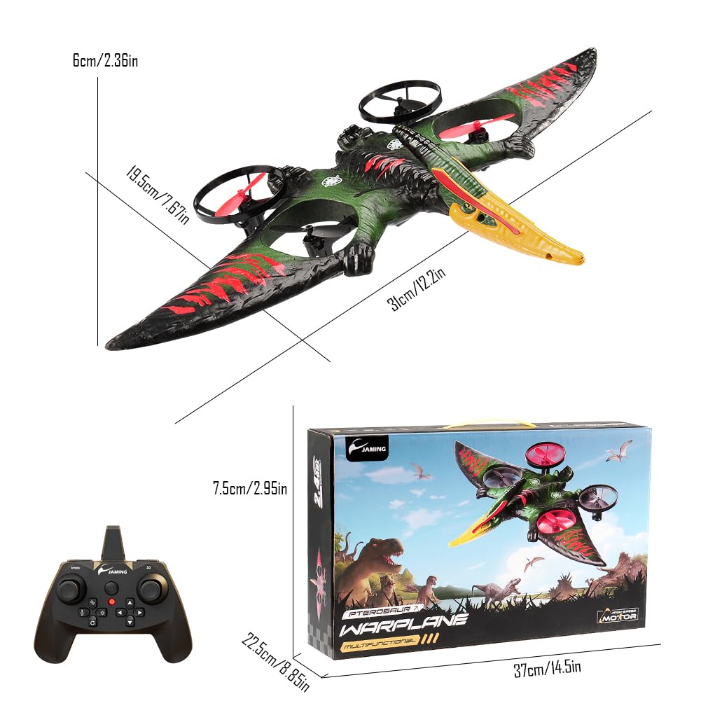 jaming Pterodactyl Drone Dragon Toys Rc Airplanes for Kids and Adults Easy to Flying Dinosaur Toys Remote Controlled Aircraft for Beginners Hobby RC Plane Toys Birthday Gifts for Boys 8-12