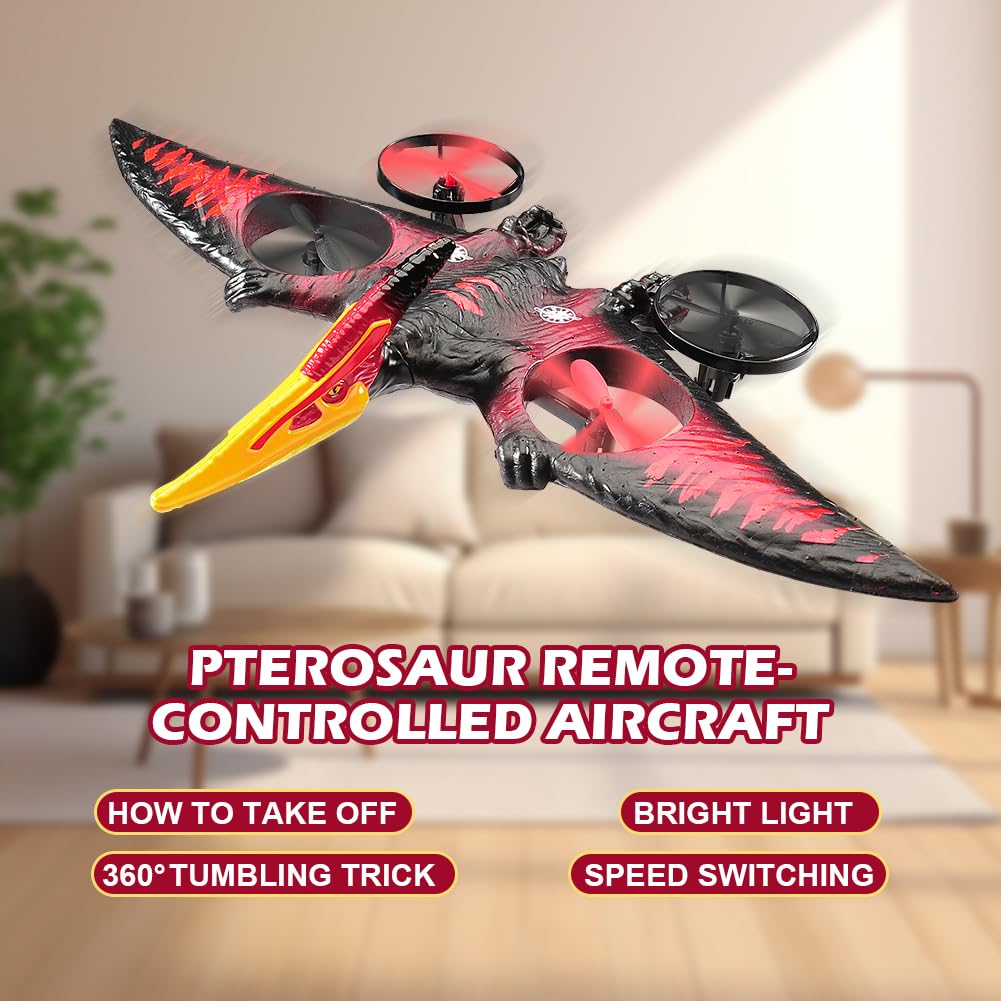 jaming Pterodactyl Drone Dragon Toys Rc Airplane for Kids and Adults Easy to Flying Dinosaur Toys Remote Controlled Aircraft for Beginners Hobby RC Plane Toys Birthday Gifts for Boys 8-12