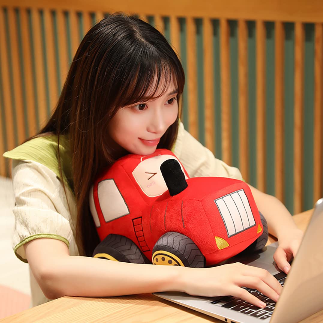 YONLIT Soft Plush Tractor Stuffed Truck Toy Super Cute Car Plushie Throw Pillow Excellent Gifts for Kids or Birthday Party 12 Inches (Red)