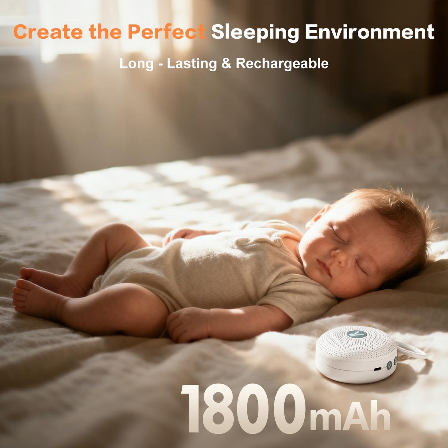 Portable Sound Noise Machine for Baby Kids Adult with 21 Natural Soothing Sounds, Memory Function, 32 Levels of Volume, Powerful Battery, Noise Canceling, Sleep Sound Timer Therapy for Home, Travel