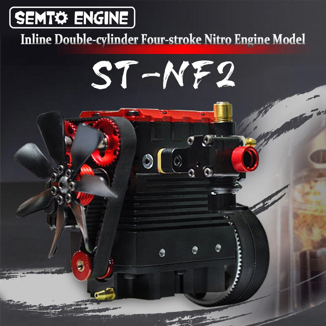 LETDIYMOC Engine Model Kit That Runs for Adults, L2 Mini Engine ST-NF2 7cc Inline 2-Cylinder 4-Stroke Air-Cooled Full Metal Engine Build Kit Motor Physics Toy for Teachers - DIY Assembly Kit