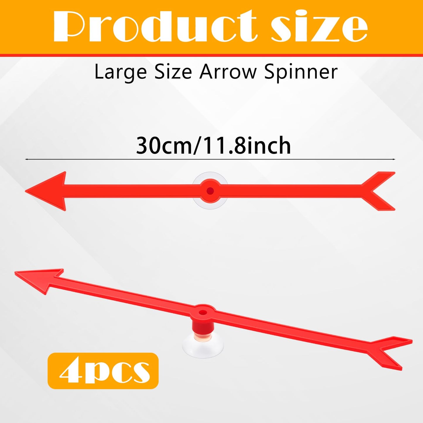 Halloscume 4 Pcs Large Arrow Spinner, 11.8 In/30 cm Red Large Arrow with Suction Cup, Spinners Game for Classroom Activities, Math Games Teacher Supplies, Teaching Tools for Party Board Games