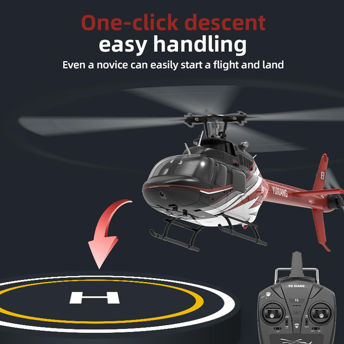 Hylukon 6 Channel Remote Control Helicopter, with Brushless Motors, Altitude Hold, Gyro, Optical Flow Positioning Function, 2.4GHz Aileronless Mini Aircraft Toy for Beginners Teens Adults