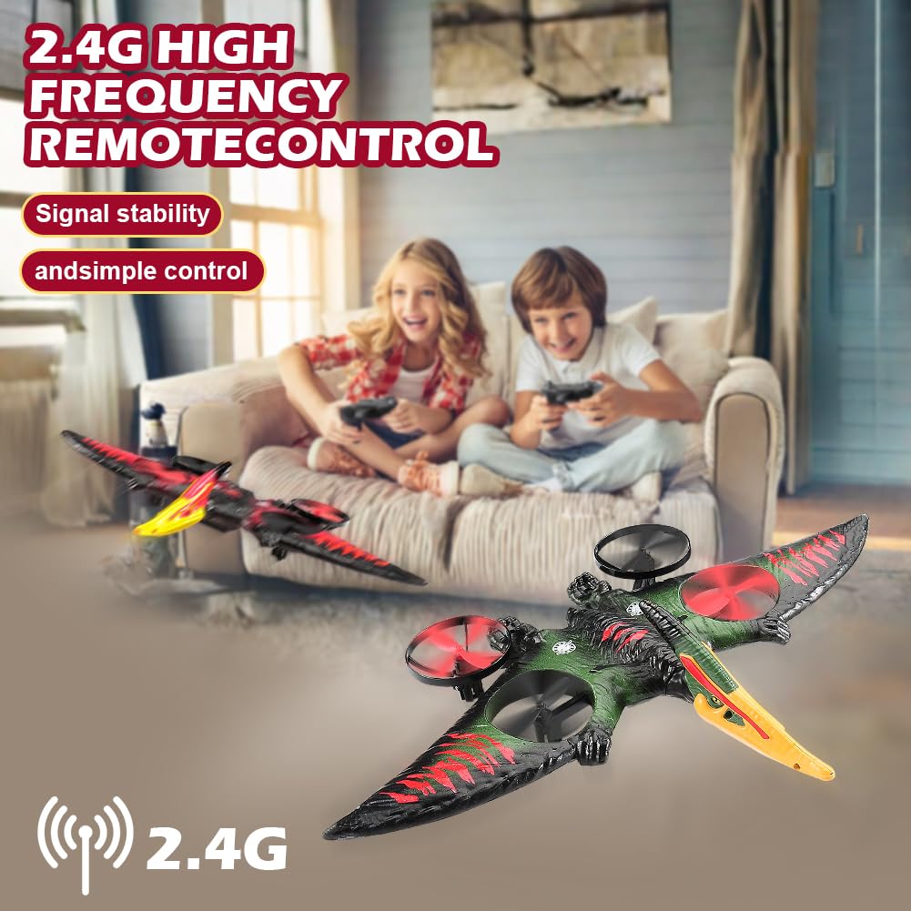 jaming Pterodactyl Drone Dragon Toys Rc Airplane for Kids and Adults Easy to Flying Dinosaur Toys Remote Controlled Aircraft for Beginners Hobby RC Plane Toys Birthday Gifts for Boys 8-12
