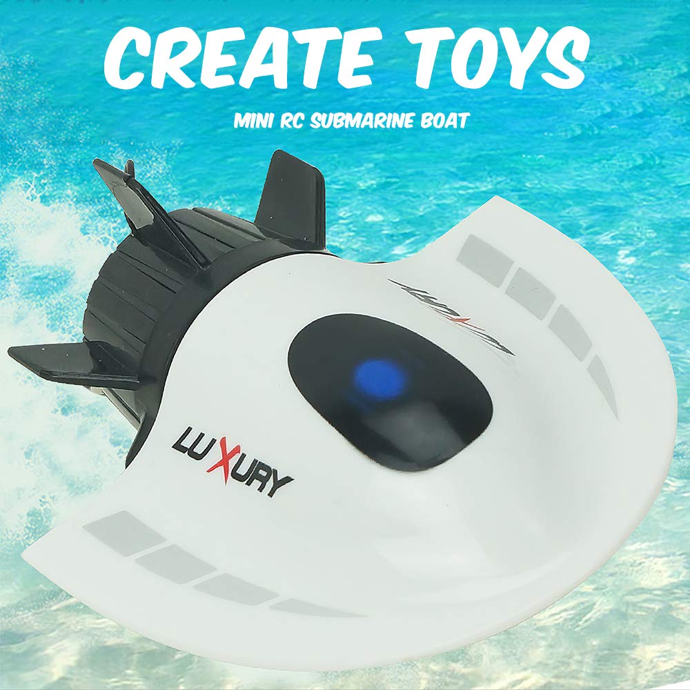 GoolRC Mini RC Submarine Boat, Remote Control Waterproof Diving Toy (White)