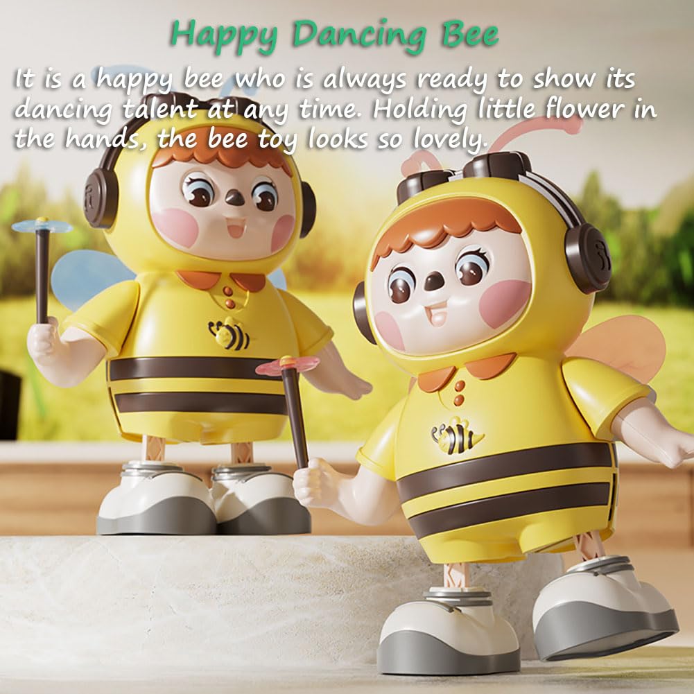 Miracland Dancing Bee Musical Toy - Baby Crawling Robot with Cool Lights & Dynamic Music, Moving Legs, Twisting Body & Moving Eyes (Pink Wings)