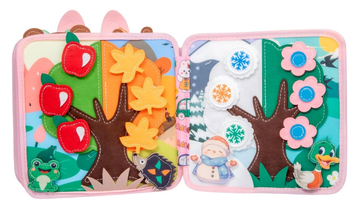 Bunny Montessori Busy Book for Toddlers 1-3- Preschool Felt Quiet Busy Book with Animal Sensory Mats- Early Learning Set for 1 2 3 Years Old Autism Sensory Toy-Airplane Travel Toy for Kids Girls Gifts