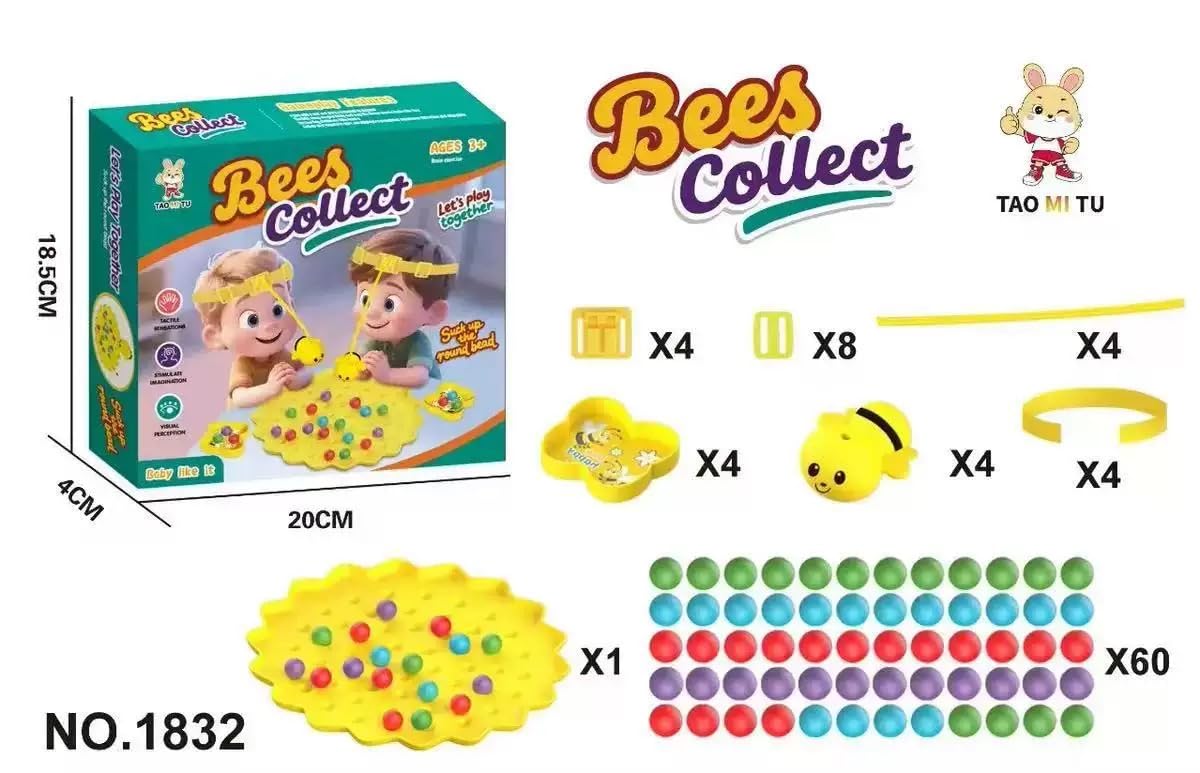 Magnetic Bee Bean Picking & Tabletop Fishing Game，Adjustable Headband, Educational Focus Toy Ages3+, Family Party Travel Games for Indoor/Outdoor，White Elephant Gift for Adults