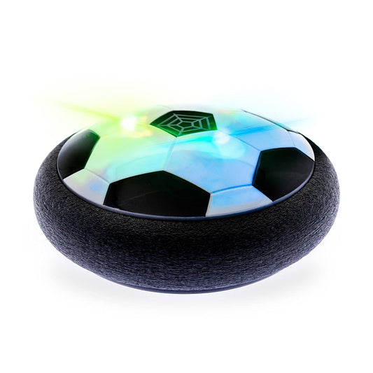 PicassoTiles Hoverball Air Hockey Soccer Floating Disc with LED Light Airlift Power Soft Bumper Indoor Gliding Toy Battery Operated Movement Training Game for Physical Activity Kids Age 3 Plus PTH100
