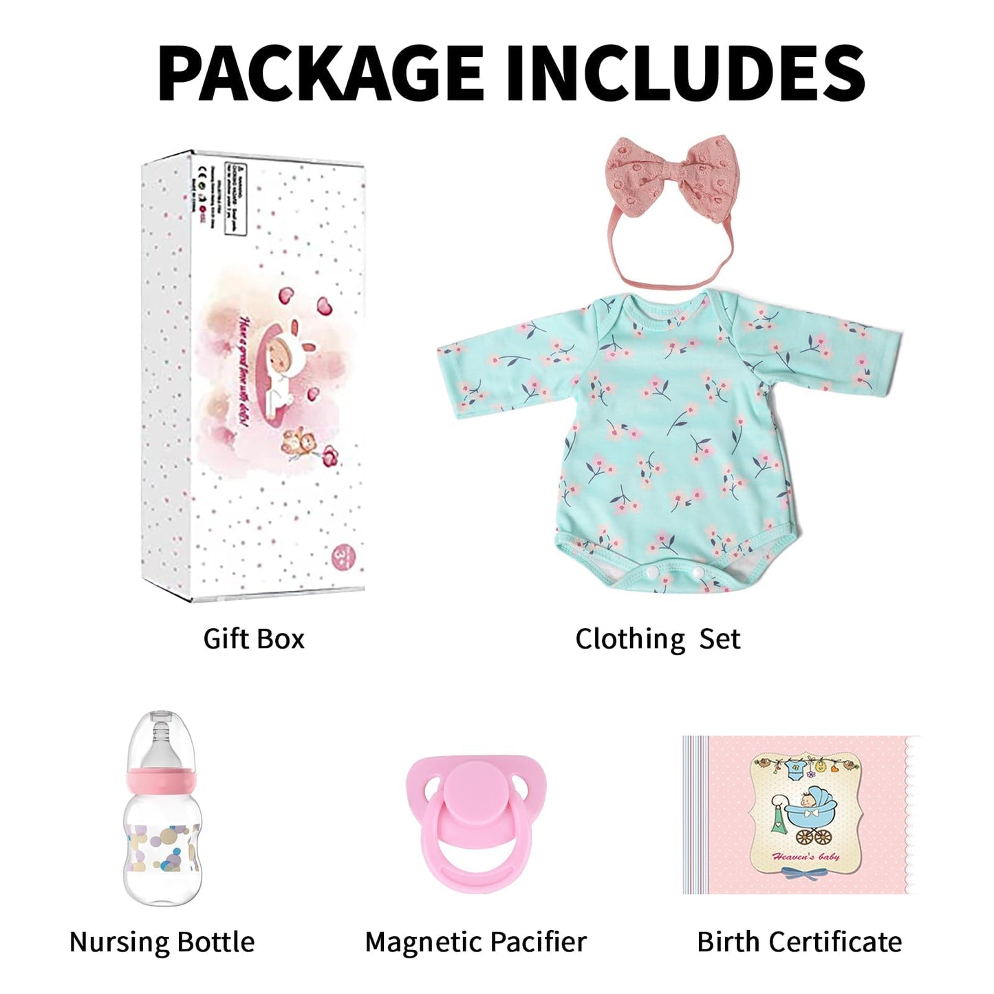 SCOM Lifelike Reborn Baby Dolls Girl - Felicia, 17-Inch Realistic-Newborn Baby Dolls with Weighted Soft Cloth Body, Real Life Cute Reborn Dolls with Gift Box for Kids Age 3+