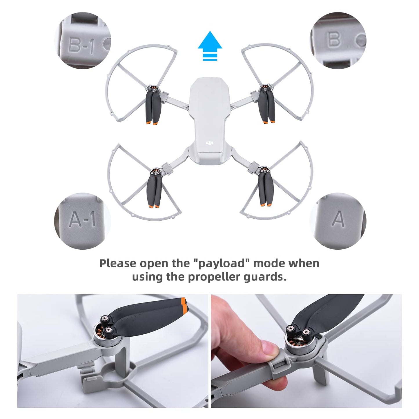 Mini 2 Propeller Holder Guard,HeiyRC Landing Gear Props Protector Bumper Foldable Height Extensions Blade Stabilizer Fixator for DJI Mini 2/Mini SE/Mavic Mini Accessories