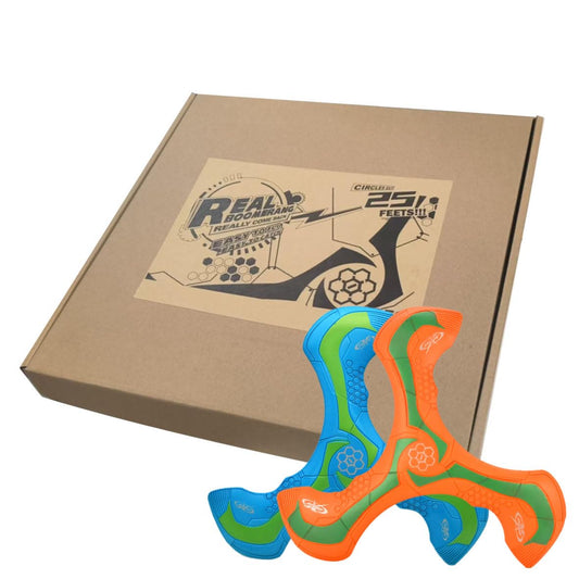Soft Foam Boomerang - Orange & Blue - Easy Throw True Return - Safe Outdoor Fun Gift for Teens & All Ages (Orange and Blue) Eco-Friendly 0.07lb 9.1in