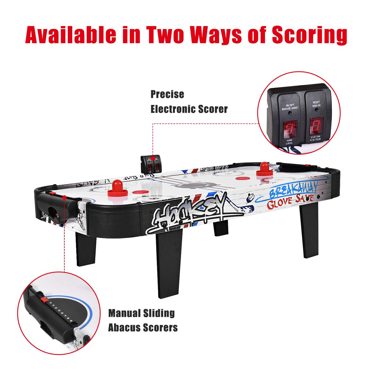Goplus Air Hockey Table, 42 Inch Tabletop Air Hockey Game with LED Scoreboard, 2 Pucks, 2 Pushers, Powerful Motor, Indoor Arcade Table Gaming Set for Kids Gift