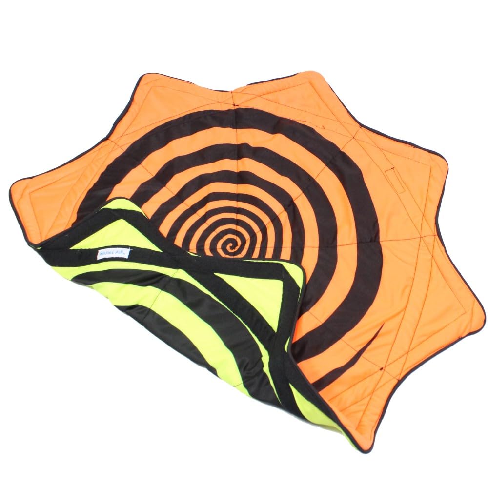 Mougee (moo-JEE) Air Flow Star - Neon Series - for Beginners & Advanced - Fum&Challenging -Double Stitched Flow & Vibrant Colors & Patterns Durable - 28” Diameter - Orange/Yellow Neon