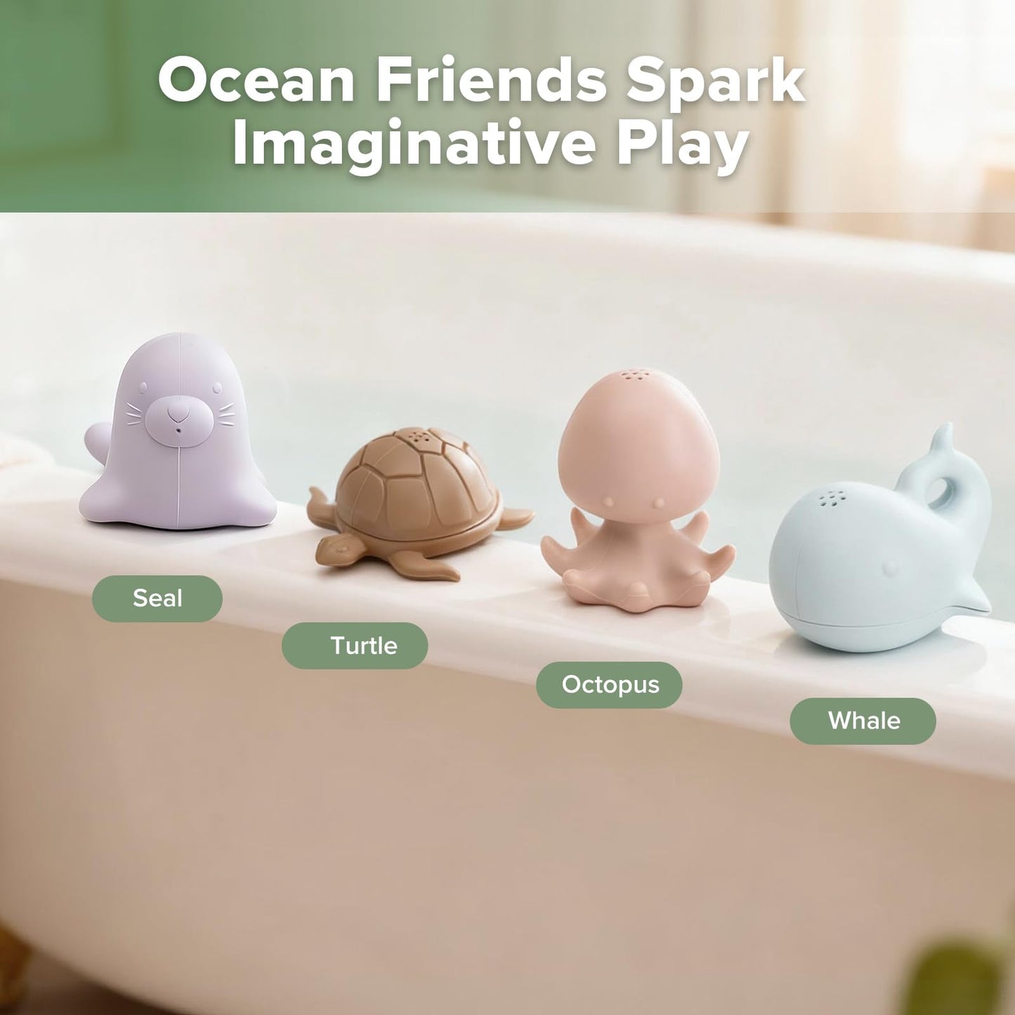 haakaa Ocean Squirter Baby Bath Toy- Mold Free Food Grade Silicone Bathtub Squirt Toys for Toddler 1-3, BPA-Free Squeeze Floating Bath Tub Toys for Babies & Infant 6-12 Months