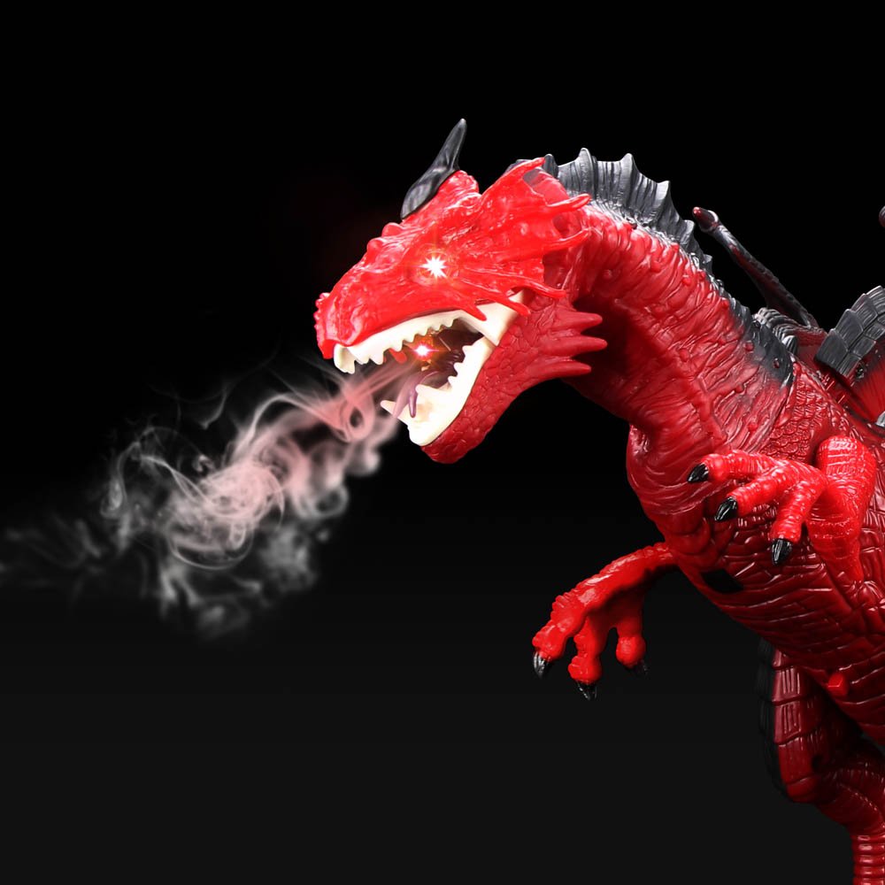 Betheaces Remote Control Dinosaur,Dragon Toy for Kids Boys Girls Red Dragon Figures Learning Realistic Looking Large Size with Roaring Spraying Light Up Eyes for Birthday Xmas Gifts (Style-1)