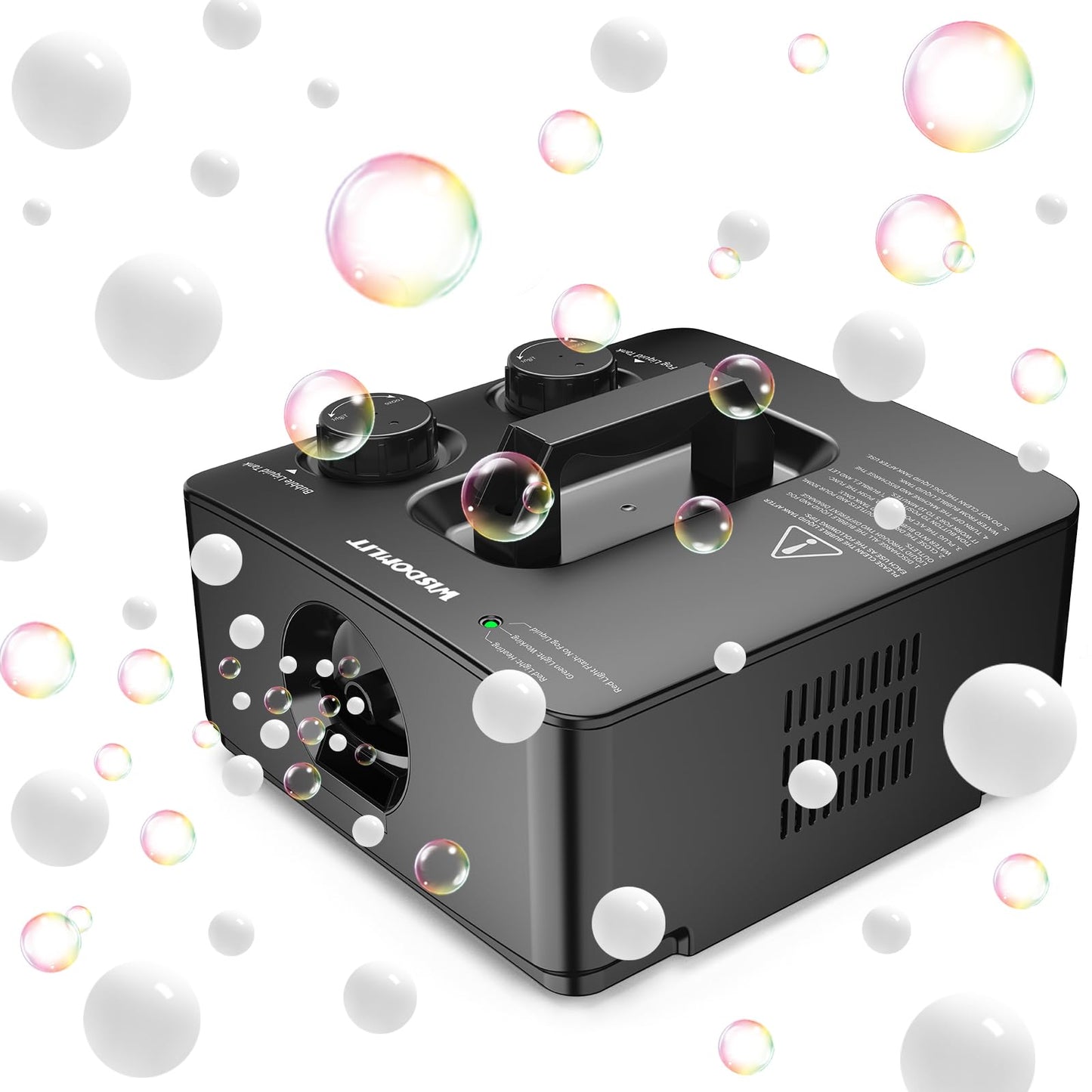 Wisdomlit Fog Bubble Machine, 2-in-1 Smoke Bubble Maker, 400W No-Spill Smoke Bubble Blower, 8000+ Colorful/Fog Bubbles for Kids Toddlers Indoor Outdoor Birthday Party