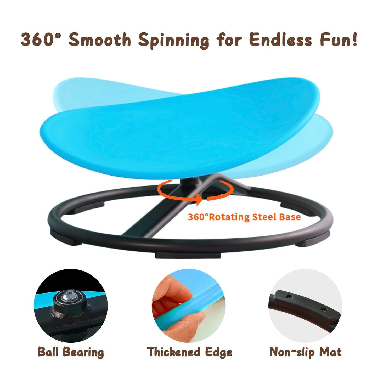 Kids Sensory Spinning Chair for Autism Ages 3+, Sit and Spin Swivel Chair for Kids with ADHD, Sensory Chairs for Autistic Children, Sensory Toys for Motion Sickness Relief, Balance Training (Blue)
