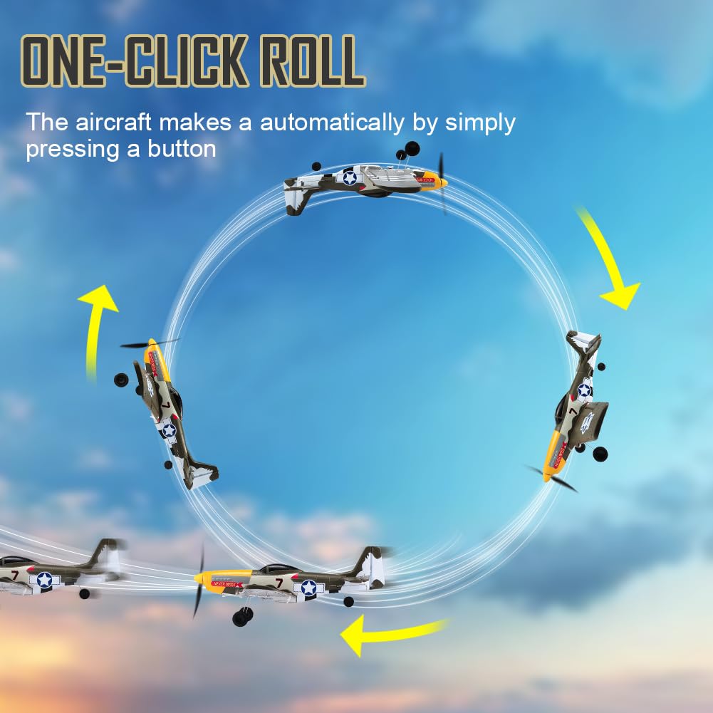 RoofWorld RC Plane 4 Channel Remote Control Airplane Ready to Fly P51D Mustang RC Airplane Easy Control for Beginners Adults