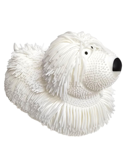 Zugar Land Soft Shaggy Puffer Dog Toy (1 White) (8" x 5") Rubber. Filled with air for a Fun Squishy Stretchy Fidget Experience.
