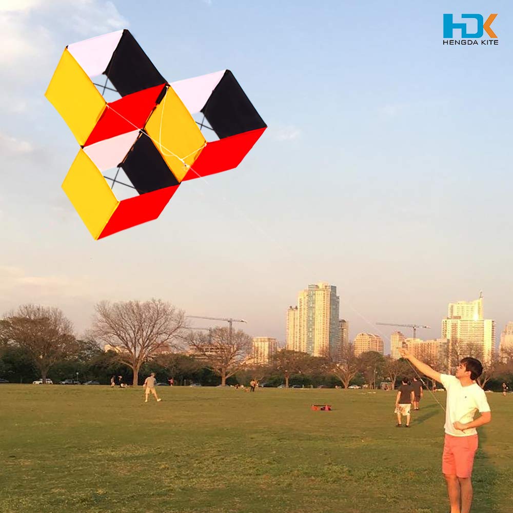 HENGDA KITE for Kids & Adults, 3D Magic Cube Box Kite Single Line Kite Flying for Children Kids Outdoor Toys Beach Park Playing
