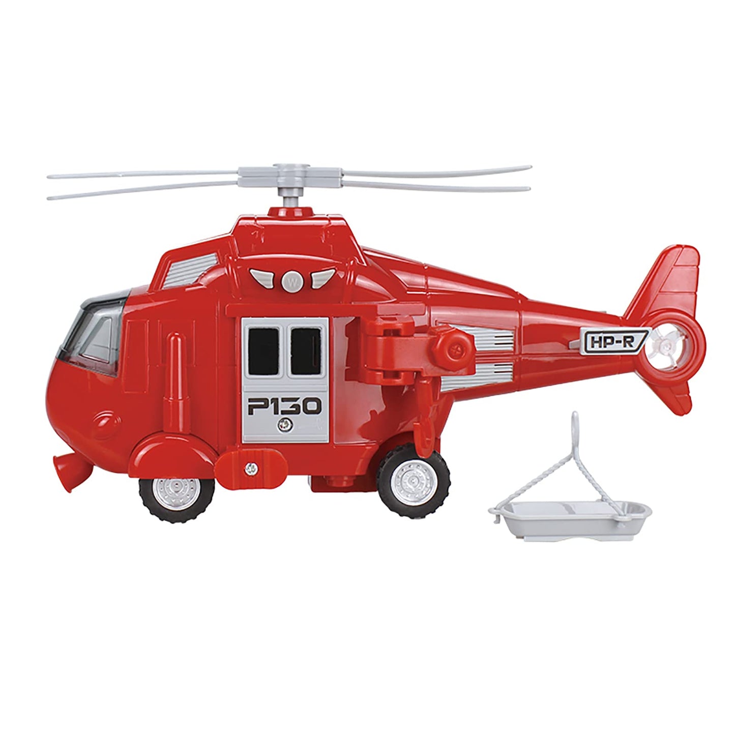 OMGTOY Military Helicopter, Airforce Airplane Toy with Hanging Basket Lights and Sounds for Kids(Red)